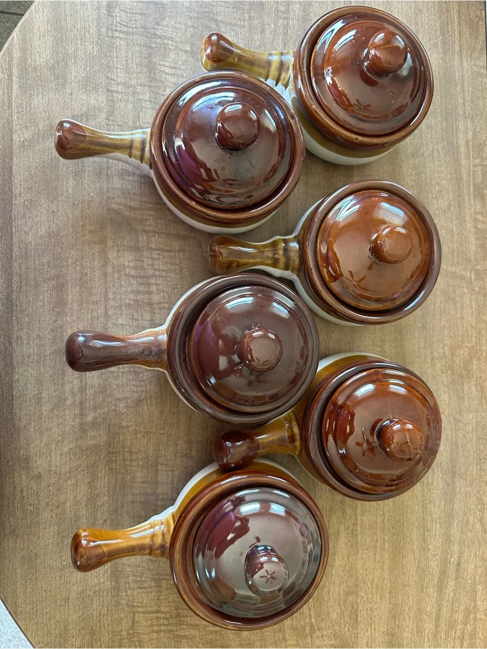 Glazed Brown Ceramic Skillet Pan with Handle - Home Kitchen Cookware